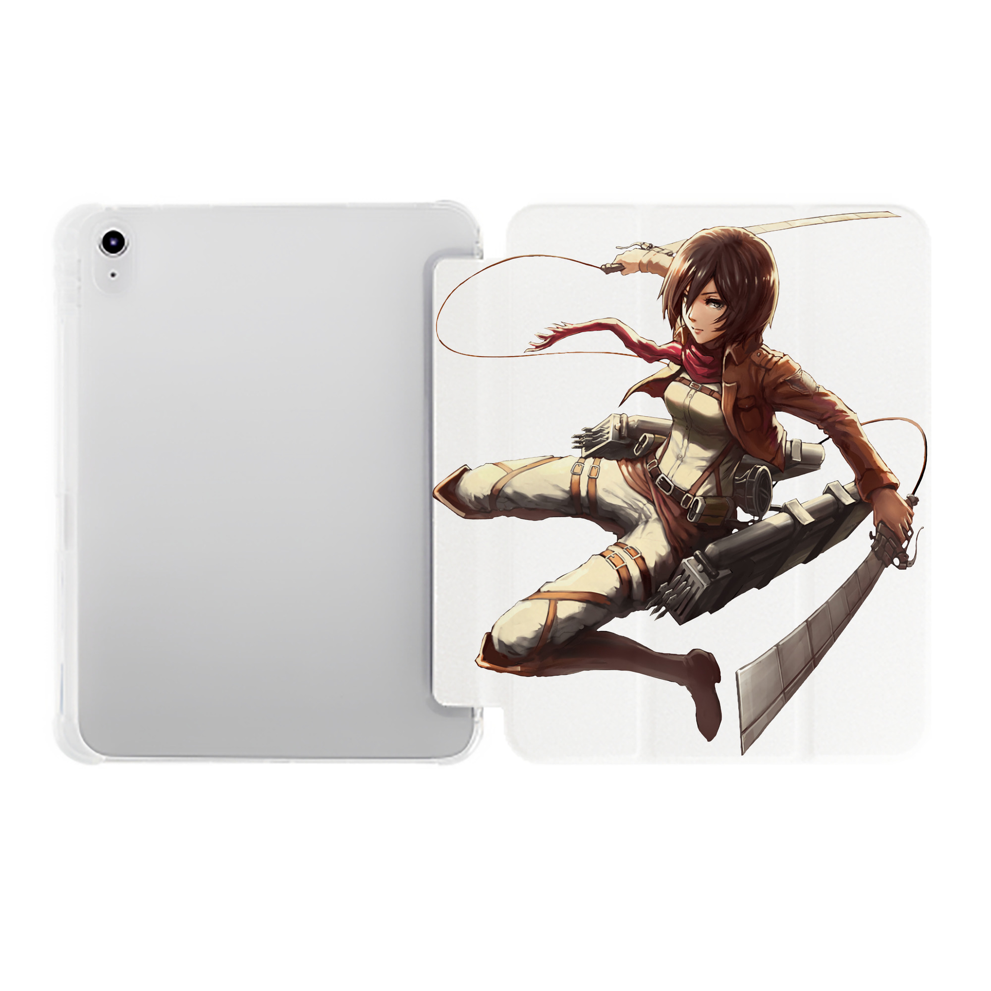 （画像用） 進撃の巨人 ミカサ·アッカーマン Attack on Titan Mikasa Ackerman IPad ケース ペン収納付き 三つ折りスタンド PUレザー×シリコン 対応機種9.5/10.5/10.9インチ